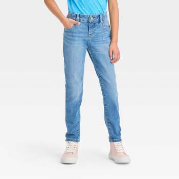 Girls' High-rise Ankle Straight Jeans - Cat & Jack™ Light Blue 8