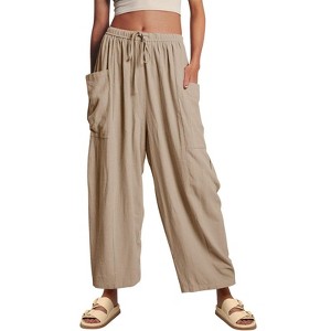 Coolmee Womens Baggy Wide Leg Pants Casual Drawstring Elastic Waisted Palazzo Harem Trousers with Pockets - 1 of 4