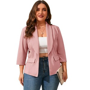 Whizmax Women's Plus Size Casual Blazers Open Front Work Office Jackets Blazer with Pockets - 1 of 4