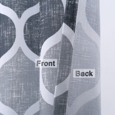 Gray Geometric Polyester Kitchen Valance Curtain