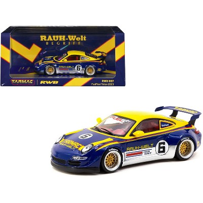 RWB 997 #6 Blue Metallic and Yellow with Graphics "FuelFest Tokyo 2023" "Hobby43" Series 1/43 Diecast Model Car by Tarmac Works