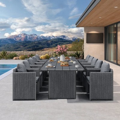 PURPLE LEAF Patio Dining Furniture Set Modern Outdoor Furniture Set Aluminum Dining Table and Chairs