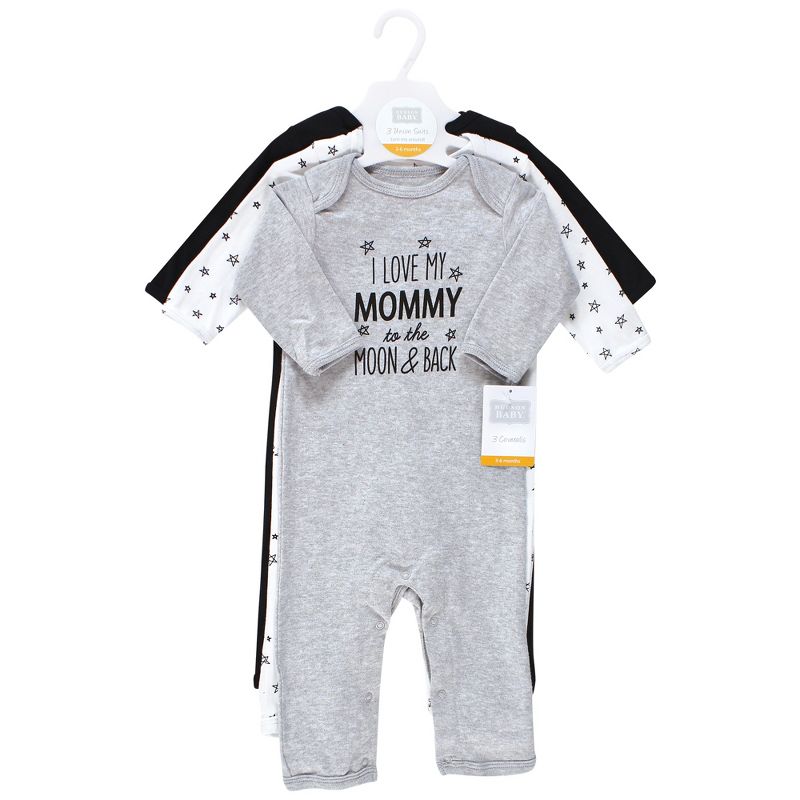 Hudson Baby Infant Boys Cotton Coveralls, Mom Dad Moon  Back, 2 of 6