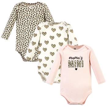 Hudson Baby Infant Girl Cotton Long-Sleeve Bodysuits, Leopard Hearts 3 Pack