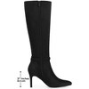 BLISSFUL STEP Women's Buckle Pointed Toe Side Zip Stiletto Heel Knee High Boots - 2 of 4