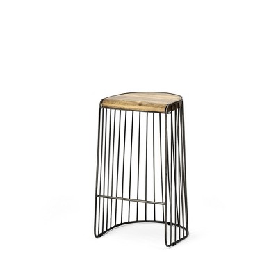 HomeRoots 29" Light Brown Iron Backless Bar Chair