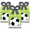 Big Dot of Happiness Goaaal - Soccer - Square Favor Gift Boxes - Baby Shower or Birthday Party Bow Boxes - Set of 12 - 2 of 4