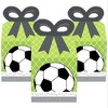 Big Dot of Happiness Goaaal - Soccer - Square Favor Gift Boxes - Baby Shower or Birthday Party Bow Boxes - Set of 12 - image 2 of 4