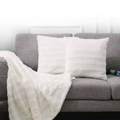 Ultra Soft White Faux Fur Reversible Throw Blanket