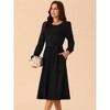 Seta T Women's Crewneck Long Sleeve Tie Waist Elegant Midi Dress - 3 of 4