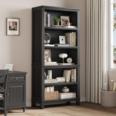 Garvee 71" Farmhouse Bookcase w/ Adjustable Shelves, 5 Tier Tall Bookshelf with Wooden Legs, Rustic Vintage Bookcase for Living Room Office