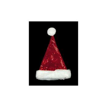 Northlight Unisex Adult Sequined Christmas Santa Hat  - One Size - Red and White