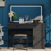 CAVINAS Vanity Desk with Mirror Makeup Table with Mirror, Visual Desktop and Cushioned Stool for Apartment, Bedroom - 3 of 4