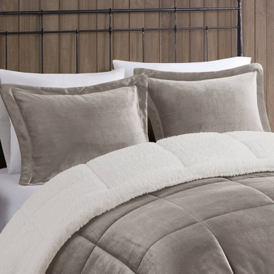 Full Grey/Ivory Reversible Down Alternative Bedspread Set