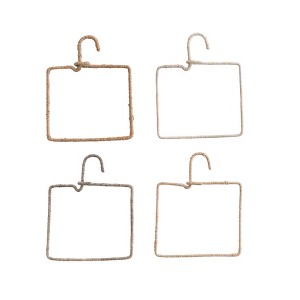 Storied Home (Set of 4) Aluminum and Natural Fiber Wrapped Hanger Natural Wall Art Set - 1 of 4