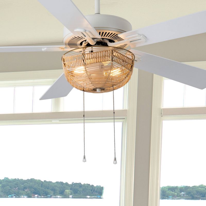 52&#34; 5-Blade LED Rattan Lighted Ceiling Fan Tan - River of Goods, 5 of 13