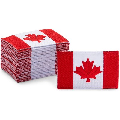 Okuna Outpost 24-Pack Canadian Flag Iron On Patches for Sewing, Clothing DIY Crafts (3 x 1.9 in)