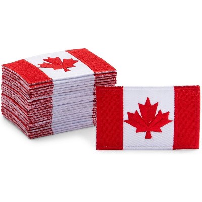 Okuna Outpost 24-Pack Canadian Flag Iron On Patches for Sewing, Clothing DIY Crafts (3 x 1.9 in)