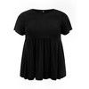Women's Plus Size Eyelet Embroidery Crew Neck Ruffle Hem Cinched Waist Short Sleeve Babydoll Blouses - GRACE & GRANDEUR - 4 of 4