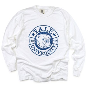 Yale University Bulldog Circle - Women's Garment Dyed Long Sleeve Graphic T-Shirt - 1 of 4
