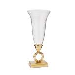 Classic Touch Hammered Glass Vase with Gold Brass Loop Stem - 7.5"D
