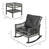 3 Piece Outdoor PE Rattan Rocker Chair Set, Rocking Chair with Tempered Glass Table Top - 3 of 4