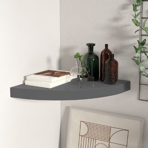 Corner Shelf High gloss grey Honeycomb MDF, metal 13.8x13.8x1.5 in - 1 of 4