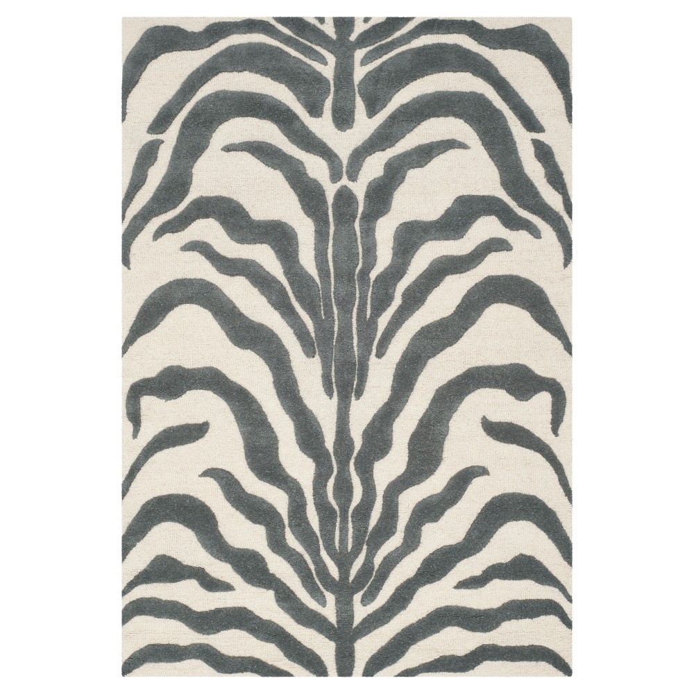 4'X6' Zebra stripe Area Rug Dark Gray - Safavieh