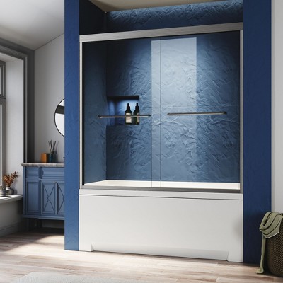 NicBex Shower Door 56-60"W x 57"H Semi Frameless Double Sliding Glass Tub Door with 1/4" (6mm) Clear Tempered Glass