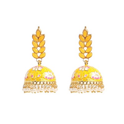 SOHI Women's Gold-plated Meenakari Jhumkas