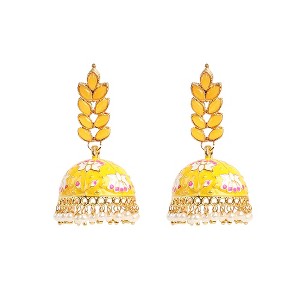 SOHI Women's Gold-plated Meenakari Jhumkas - 1 of 4