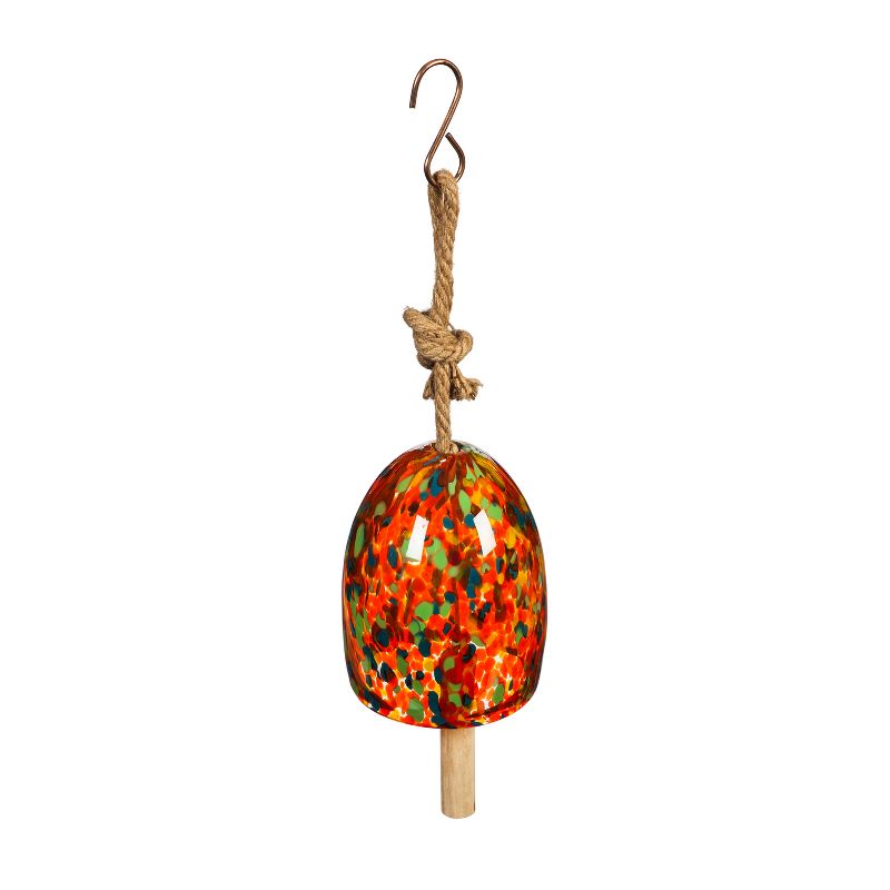Evergreen Art Glass Speckle Orange Bell Chime, 1 of 6