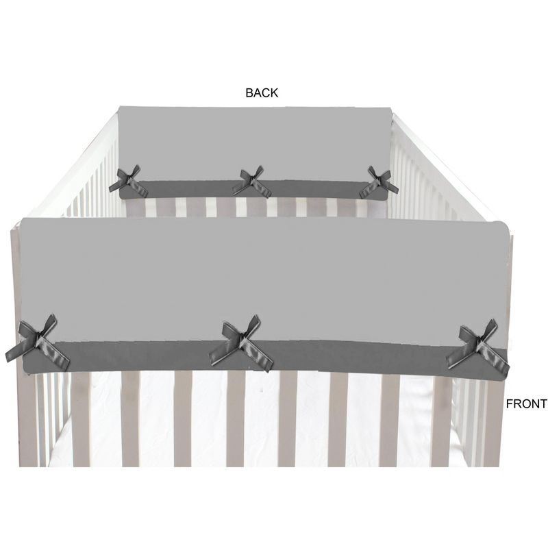 Bacati - Little Dino Boys Grey Solid Crib Rail Guard Cover set of 2 Small Side, 2 of 6
