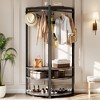 Corner Clothes Rack with Shoe Bench, Freestanding Hall Tree with 6 Hooks & 4 Shelves for Entryway Closet. - 4 of 4