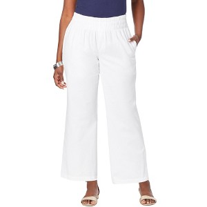 Jessica London Women's Plus Size Chambray Wide Leg Pant - 1 of 4