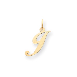 Black Bow Jewelry 14k Yellow Gold Ella Collection Small Fancy Script Initial Pendant A-W - 1 of 4