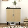 Aghana Digitals 31.5" Bohemian Buffet Cabinet with Rattan Doors, 2 Shelves & Pine Legs - Black - 2 of 4
