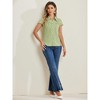 INSPIRE CHIC Women's Short Sleeve Vintage Polka Dots Button Up Blouse - 3 of 4