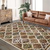 Retro Oriental Rhombus Printed Distressed Rug Washable Thin Low Pile Area Rugs for Living Room Indoor Non Slip Soft Carpet for Bedroom - 3 of 4