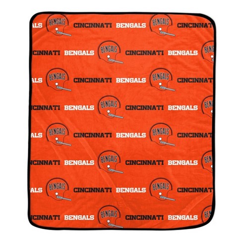 Nfl Cincinnati Bengals Repeat Helmet Wordmark Ultra Soft Blanket : Target