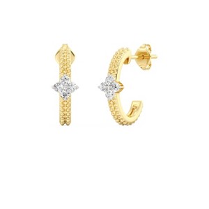 GILDED 14KT Gold Plated & 925 Sterling Silver Stud Earrings for Women in 1/5 Cttw Lab Grown Diamond Fashion Earrings for Women - 1 of 4