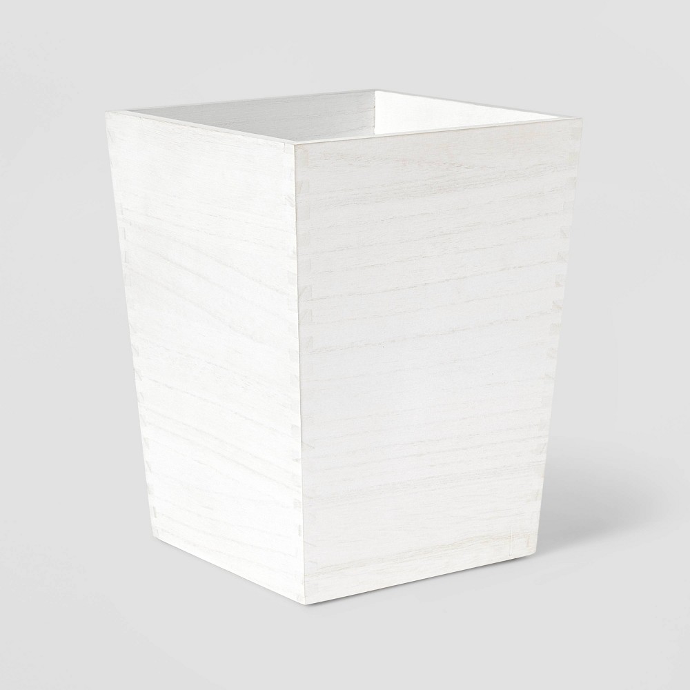 Square Trash Can White Wood - Thresholdâ„¢