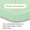 BreathableBaby All-in-One Fitted Sheet & Waterproof Cover, For 38" x 24" Mini Crib Mattress (2-Pack), Mint Green - 2 of 4