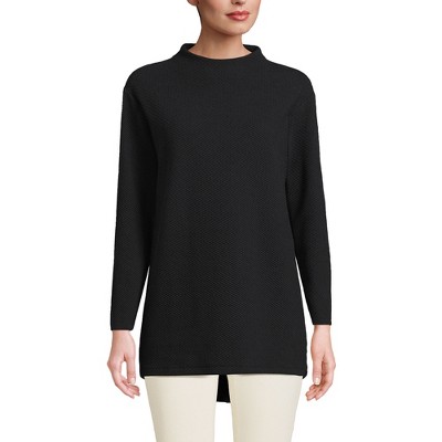 Lands' End Women's Long Sleeve Textured Pique Funnel Neck Tunic