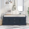 OUTSUPPLY Entryway Storage Bench with 4 Doors & Adjustable Shelves, Shoe Bench with Removable Cushion for Living Room, Hallway - 3 of 4
