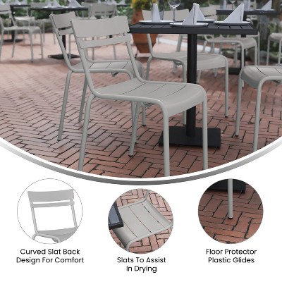 Sleek Silver Steel Stackable Modern Indoor-Outdoor Chair
