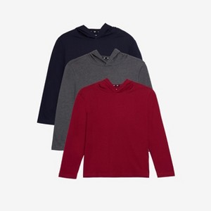 X RAY 3 Pack Kids And Boys 100% Cotton Long Sleeve Hoodie T-Shirts - 1 of 4