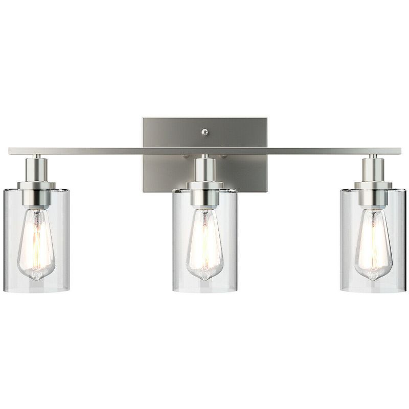 Tangkula Bathroom Vanity Light Modern Wall 3-Light  Sconce Fixtures W/ Clear Glass Shade, 5 of 7