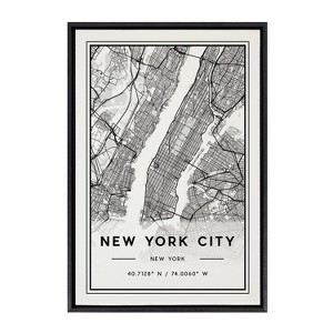 23" x 33" Sylvie New York City Modern Framed Canvas by Jake Goossen Black - Kate & Laurel All Things Decor - 1 of 4