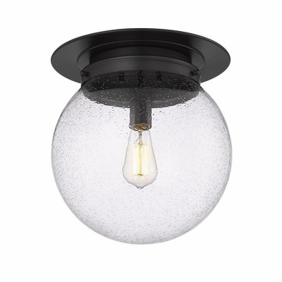 Matte Black Steel Globe Flush Mount Light